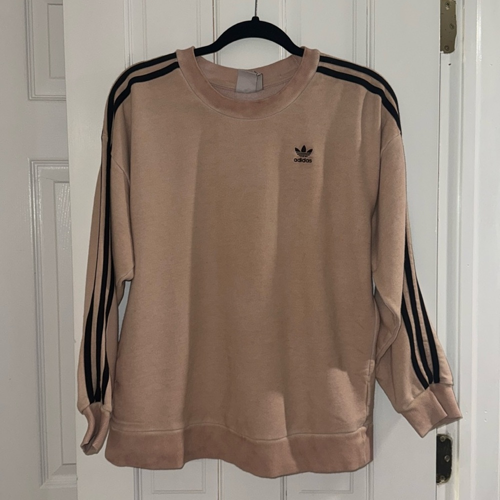 Adidas Tan/Black Stripe Crewneck Sweatshirt